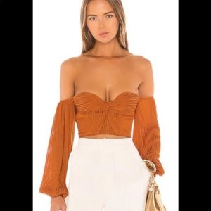 NBD x Revolve Copper Orange Puff Sleeve Cara Top